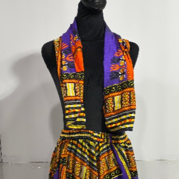 Lapogee Dashiki Print Purple Long Maxi Skirt and Small Scarf Women's Large - Picture 3 of 12